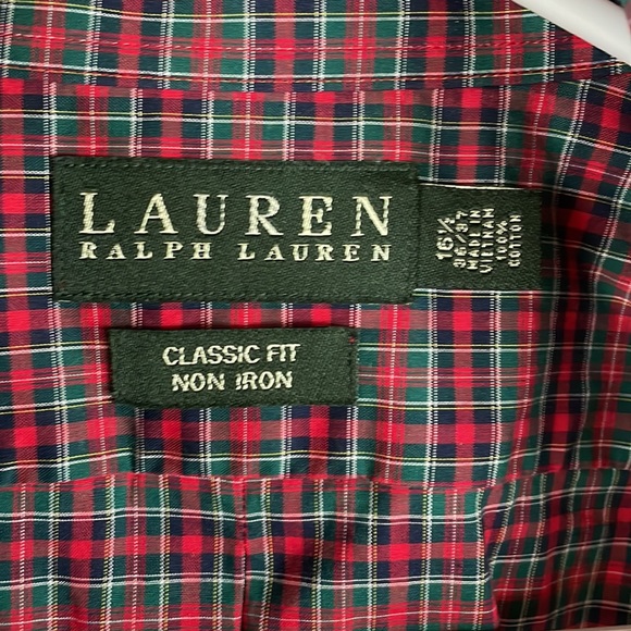 Lauren Ralph Lauren men's button up red/green plaid shirt - Picture 3 of 3